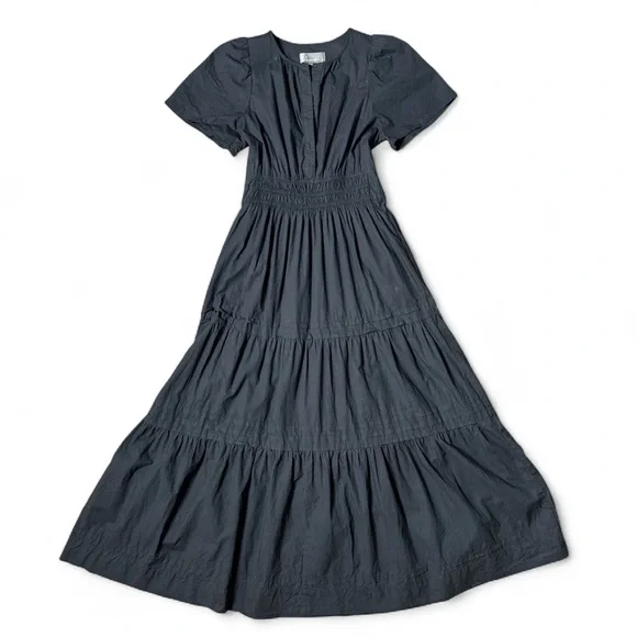 ANTHROPOLOGIE BLACK SOMERSET SHORT SLEEVE MAXI DRESS - Picture 10 of 13